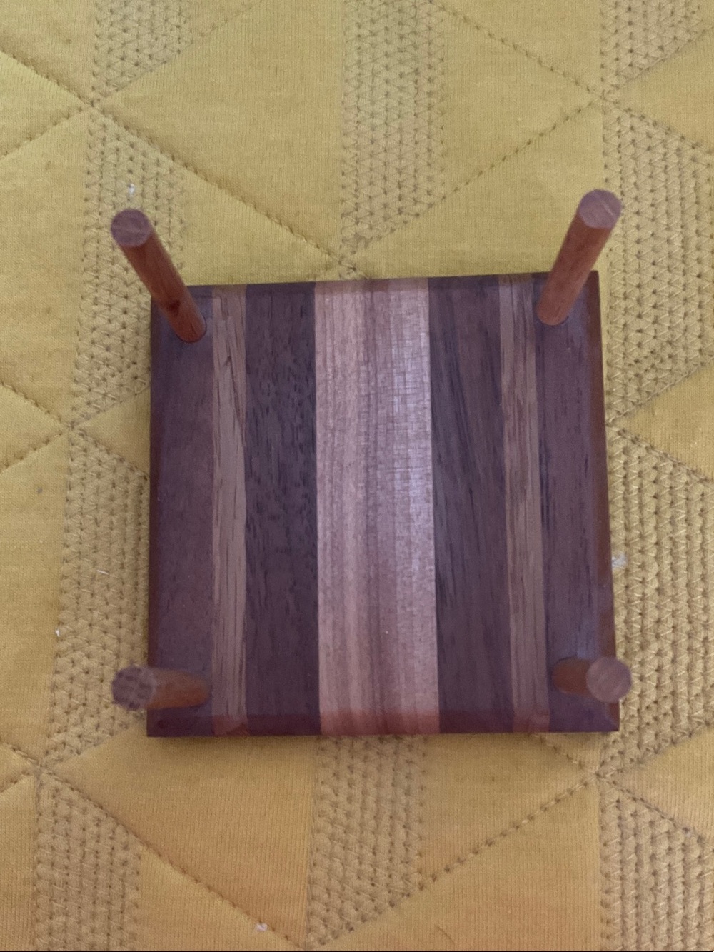 Wooden Striped Coaster Set with Stand - Natural Brown - Picture 2 of 3